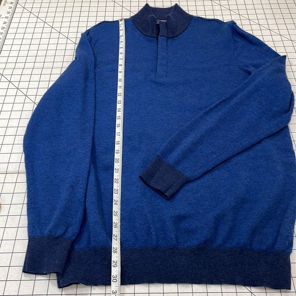 Vineyard Vines mock 1/4 zip neck, merino wool, cobalt blue pullover sweater - Picture 7 of 9